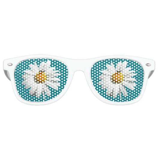 Bee op Daisy Alaskan Summer Natuur Foto Retro Zonnebril (Voorkant)