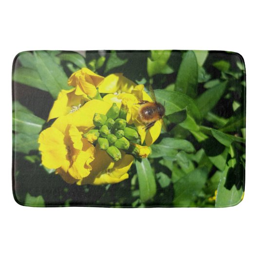 Bee op gele bloemen badmat (Voorkant)