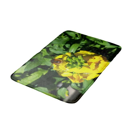 Bee op gele bloemen badmat (Gekanteld)