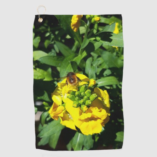 Bee op gele bloemen golfhanddoek (Voorkant)