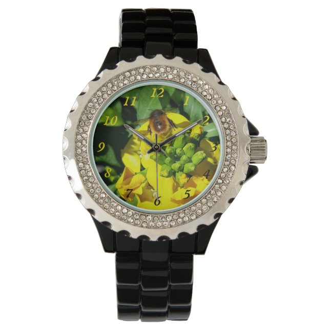 Bee op gele bloemen horloge (Voorkant)