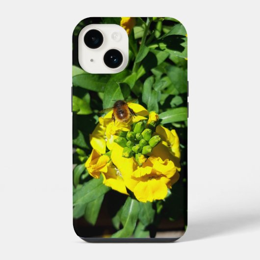 Bee op gele bloemen iPhone hoesje (Achterkant)