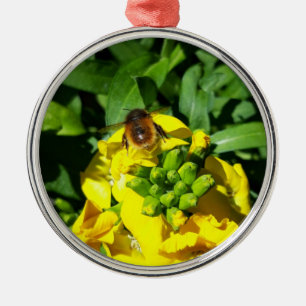 Bee op gele bloemen metalen ornament
