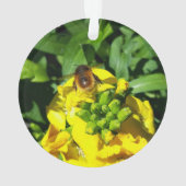 Bee op gele bloemen ornament (achterkant)