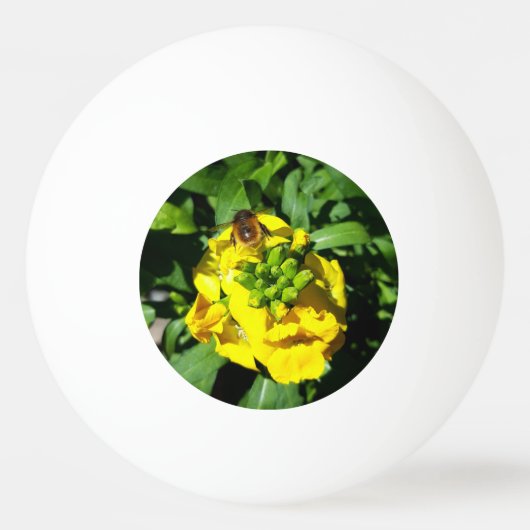 Bee op gele bloemen pingpongbal (Voorkant)