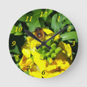 Bee op gele bloemen ronde klok (Voorkant)