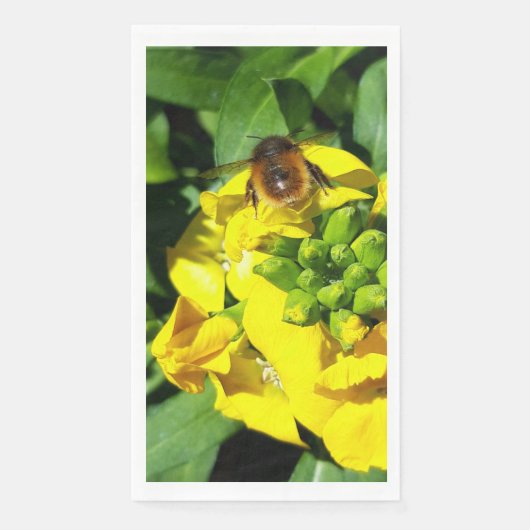 Bee op gele bloemen servet (Voorkant)