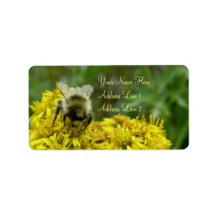 Bee op Goldenrod, Solidago Etiket