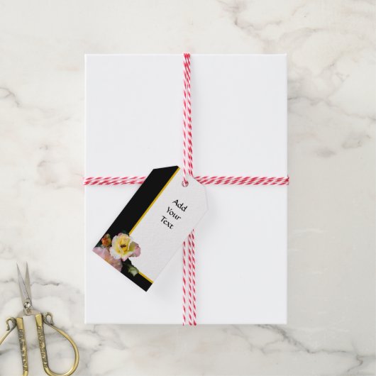 Bee op roze gele rozenbloemen cadeaulabel (Met Touw)
