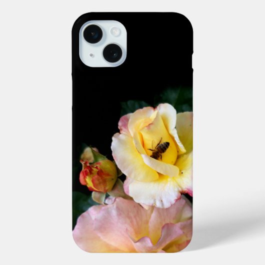 Bee op roze gele rozenbloemen Case-Mate iPhone case (Achterkant)