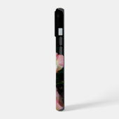 Bee op roze gele rozenbloemen iPhone 15 case (Linkerkant)