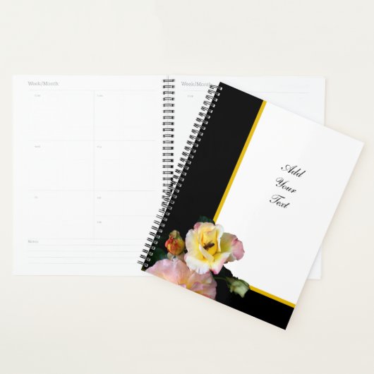 Bee op roze gele rozenbloemen planner (Display)