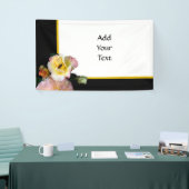 Bee op roze gele rozenbloemen spandoek (Beurs)