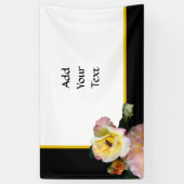 Bee op roze gele rozenbloemen spandoek (Verticaal)
