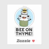 Bee op Thyme Funny Herb Insect Pun Sticker (Vel)