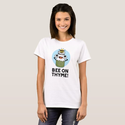 Bee op Thyme Funny Herb Insect Pun T-shirt (Voorkant volledig)