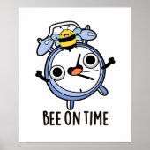 Bee op tijd Funny Insect Clock Pun Poster (Voorkant)
