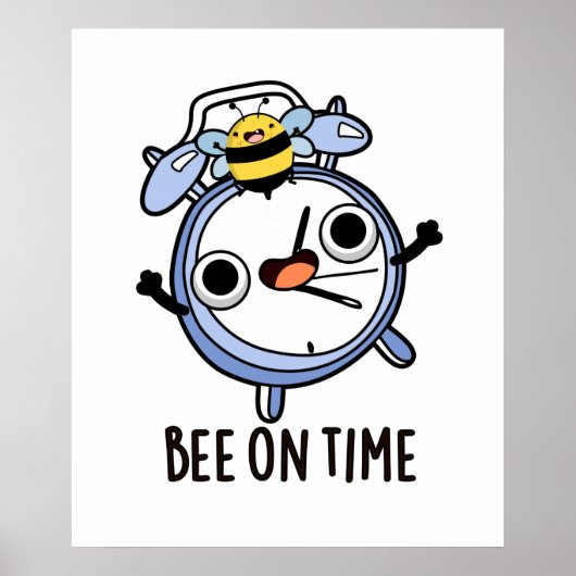 Bee op tijd Funny Insect Clock Pun Poster (Voorkant)
