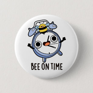 Bee op tijd Funny Insect Clock Pun Ronde Button 5,7 Cm