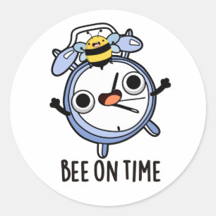 Bee op tijd Funny Insect Clock Pun Ronde Sticker