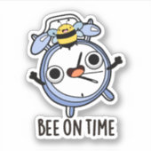 Bee op tijd Funny Insect Clock Pun Sticker (Voorkant)