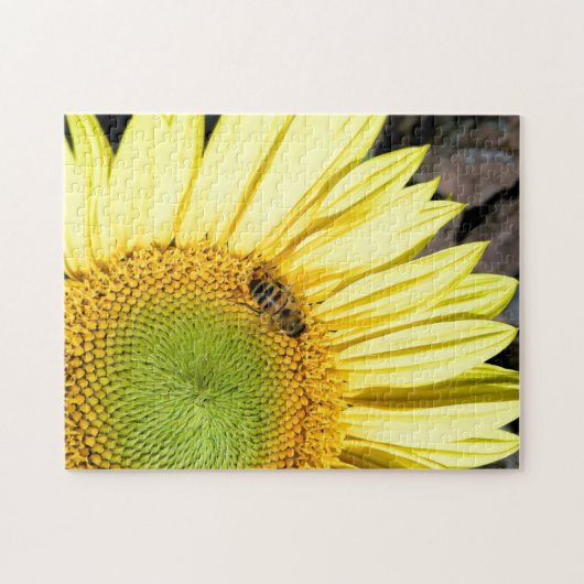 Bee op zonnebloem Sluiten Foto Legpuzzel (Horizontaal)
