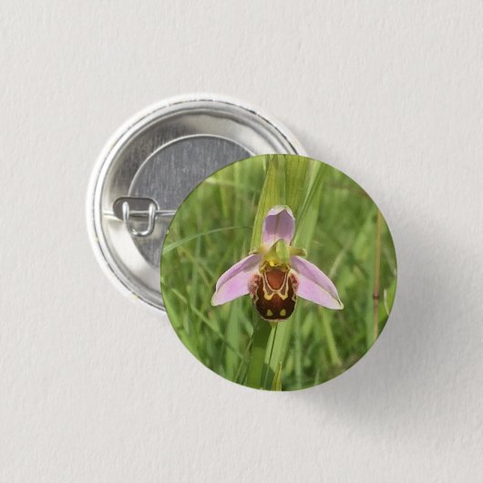 Bee Orchid Flower Ronde Button 3,2 Cm (Voorkant /achterkant)