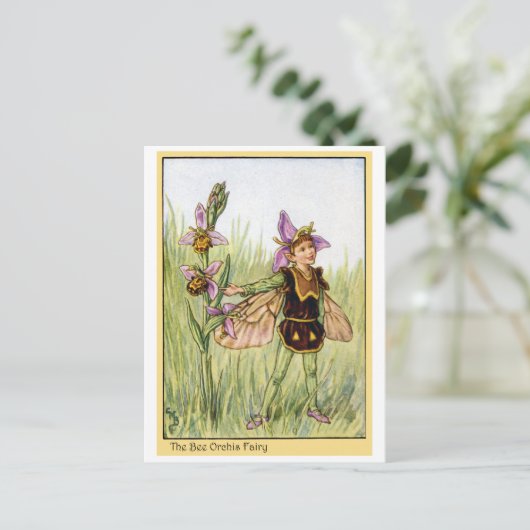 Bee Orchis Fairy Briefkaart (Staand voorkant)