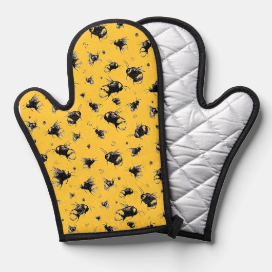 Bee Oven Mitt - Schattigee Bee Keukenhandschoen vo Ovenwant (Voorkant / Achterkant)