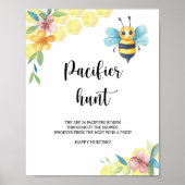 Bee - pacifier jachtwedstrijd baby shower poster (Voorkant)