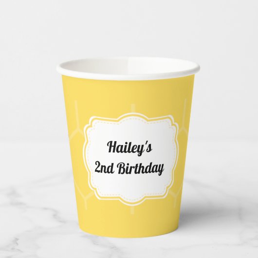 Bee Party gepersonaliseerd Papieren Bekers (Links)