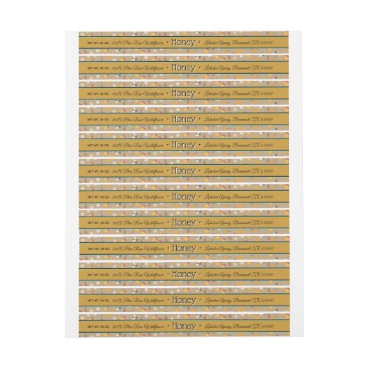 Bee Pattern Golden Amber Floral Honey Jar (Vel)