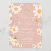 Bee Pink Daisy Retro Mama naar Bee Baby shower Kaart (Voorkant / Achterkant)