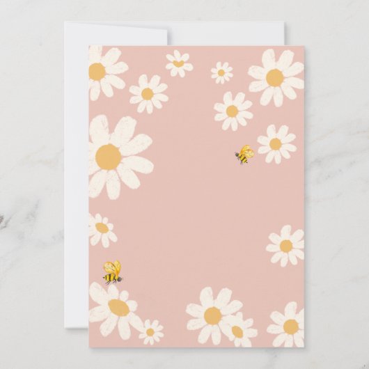Bee Pink Daisy Schattige Bay Bee Baby shower Kaart (Achterkant)