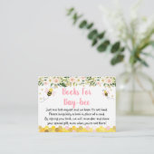 Bee Pink Gold Floral Baby shower Book Request Informatiekaartje (Staand voorkant)