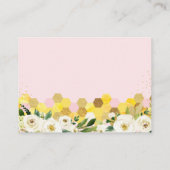 Bee Pink Gold Floral Baby shower Book Request Informatiekaartje (Achterkant)