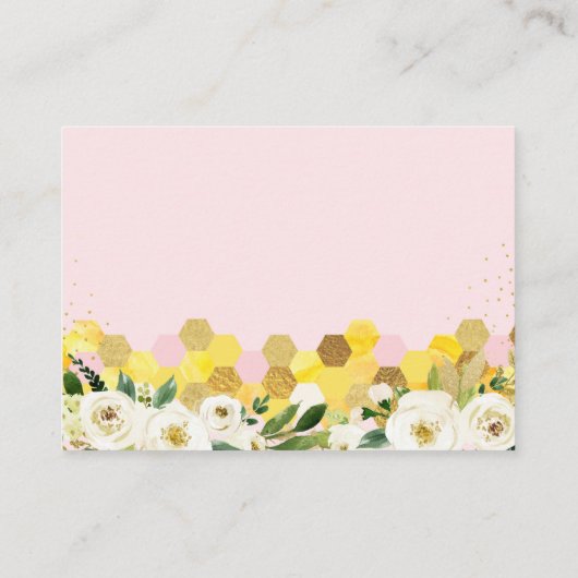Bee Pink Gold Floral Baby shower Book Request Informatiekaartje (Achterkant)