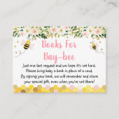 Bee Pink Gold Floral Baby shower Book Request Informatiekaartje (Voorkant)