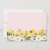 Bee Pink Gold Floral Birthday Hartelijk dank Bedankkaart (Achterkant)