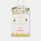 Bee Pink Gold Floral Birthday Hartelijk dank Cadeaulabel (Voorkant)
