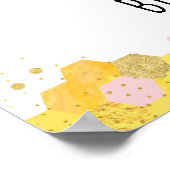 Bee Pink Gold Floral Birthday Welkomstwoord Poster (Hoek)