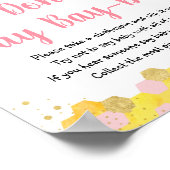 Bee Pink Gold Floral Zeg geen Baby-spel Poster (Hoek)