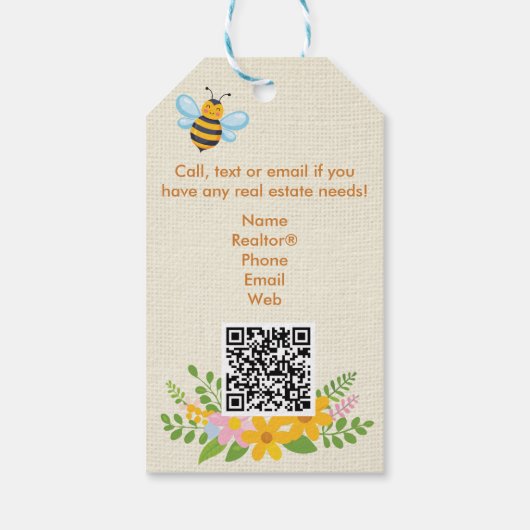 Bee POP-BY voor makelaars, honingverwijzingen Cadeaulabel (Achterkant)