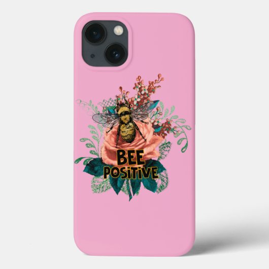 Bee Positive Floral Vibes Trekkoord Bag Case-Mate iPhone Case (Achterkant)