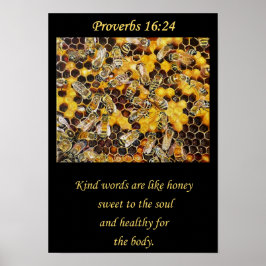 Bee Poster. Kind Words are Like Honey Christian A3 Poster