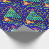 BEE Prettige feestdagen kerstcollage Blue Cadeaupapier (Hoek)