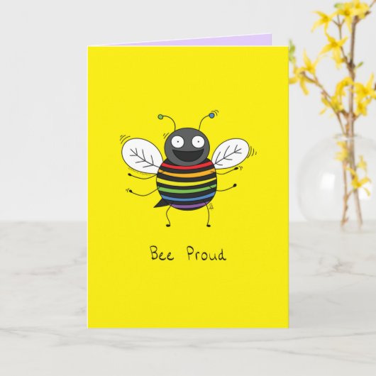 Bee Proud Gay Pride LGBTQ Bee Kaart (Gele Bloem)