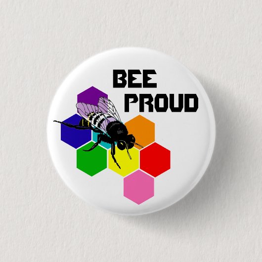 Bee proud - niet-binaire vlag ronde button 3,2 cm (Voorkant)