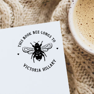 Bee Pun Boek Stamp Zelfinktende Stempel