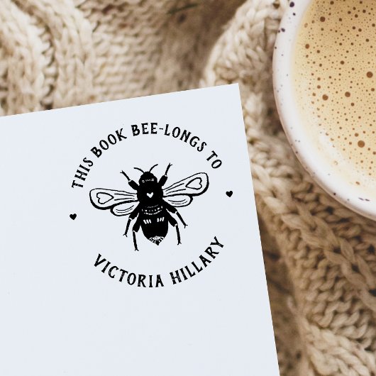 Bee Pun Boek Stamp Zelfinktende Stempel
